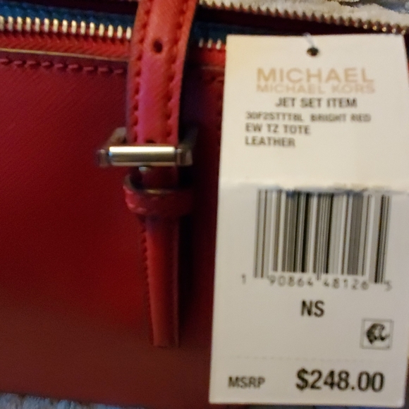 NWT Michael kors Jet set tote- Red - Picture 6 of 8